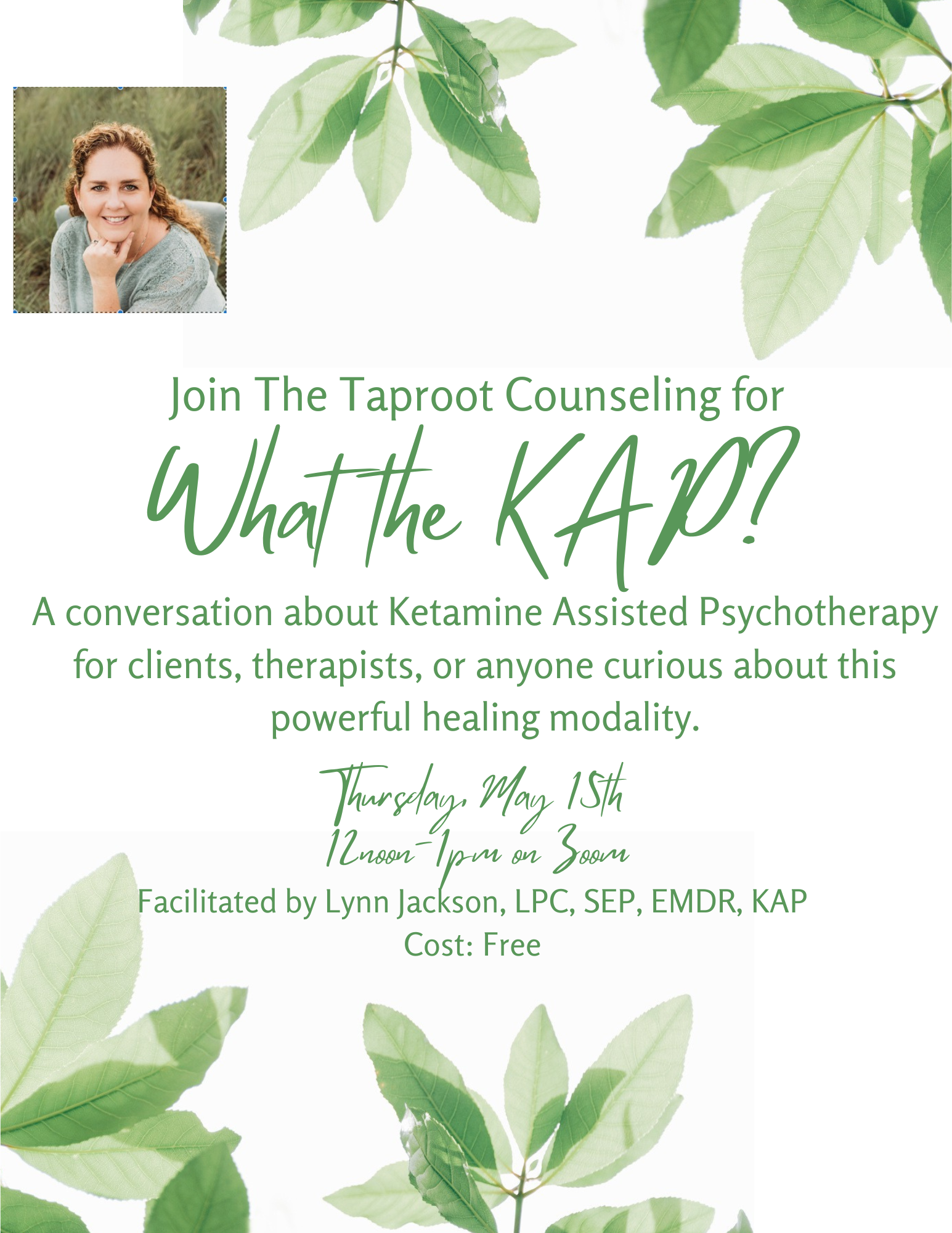 What the KAP.pdf-4 A poster with a picture of a person and the text " join the taproot counseling for what the kap ?"